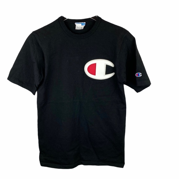 Champion Classic Satin Patch T-Shirt Black Small - Picture 4 of 8
